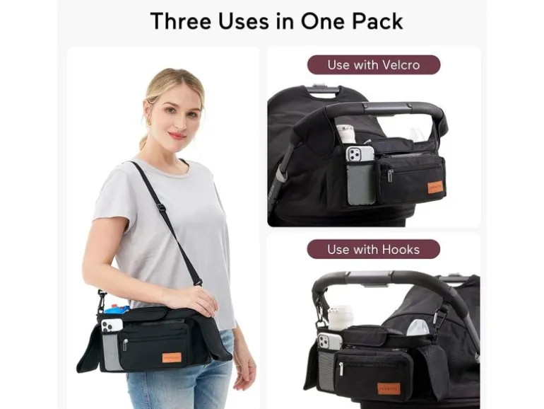 momcozy Kinderwagenorganizer mit Getränkehaltern Schwarz
