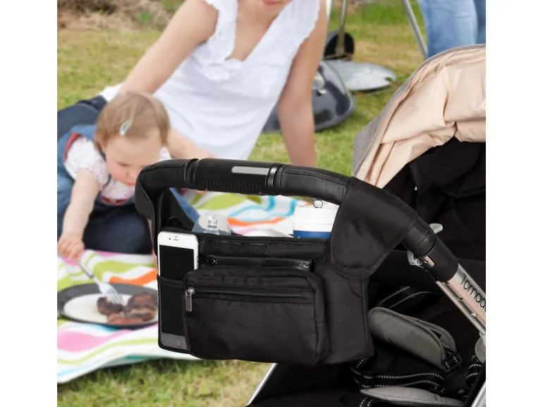 momcozy Kinderwagenorganizer mit Getränkehaltern Schwarz