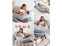 momcozy Schwangerschaftskissen mit kühlendem Stoff 148 x 78 cm, Grau