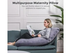 momcozy Schwangerschaftskissen aus Samt 148 x 78 cm, Dunkelgrau