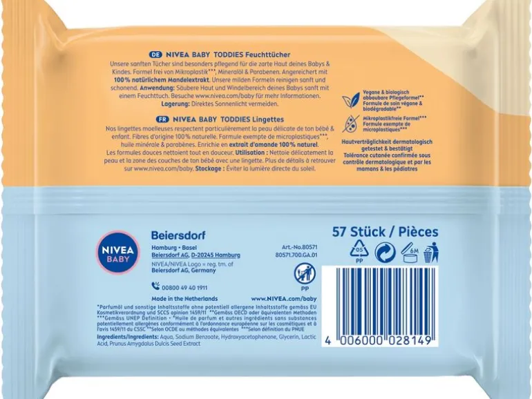 NIVEA BABY Feuchttücher Toddies 57 Stk.