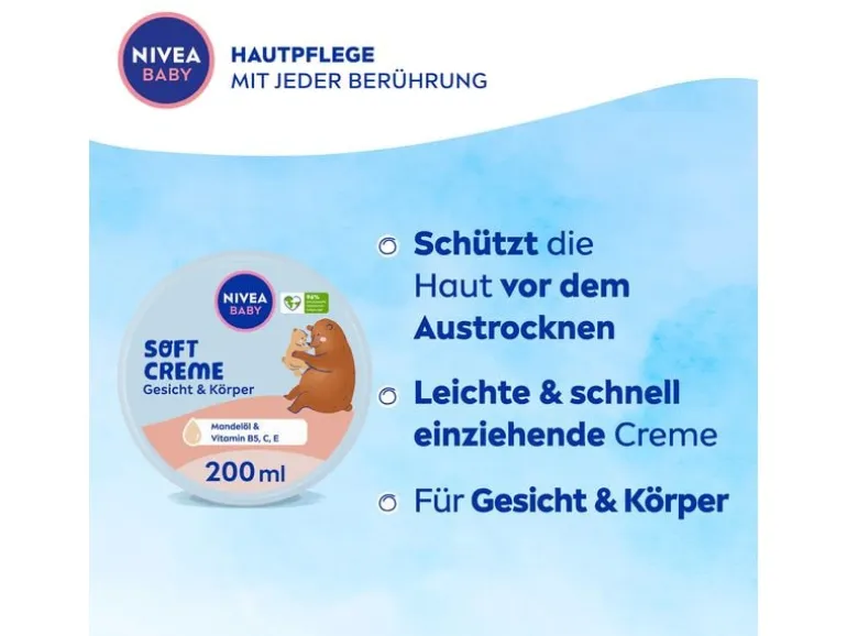NIVEA BABY Soft Creme Gesicht & Körper 200 ml 1 Stück