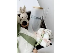 Oykami Mama und Baby Geschenkbox Weisse Decke «Kapstadt» Weiss/Grün