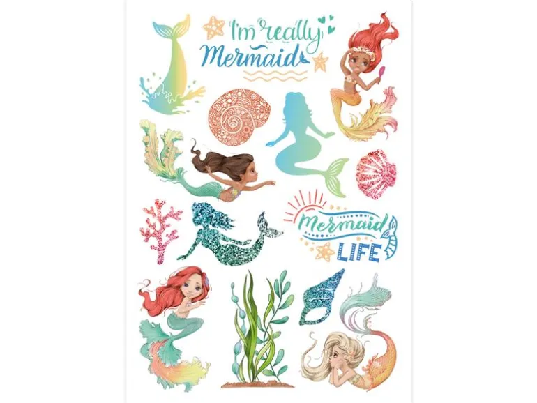 Papierdrachen Tattoo Set Metallic – Meerjungfrauen