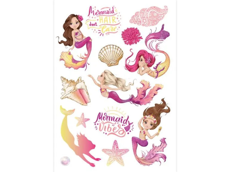 Papierdrachen Tattoo Set Metallic – Meerjungfrauen