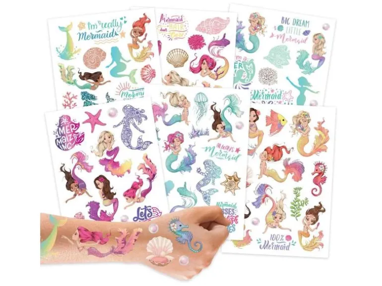Papierdrachen Tattoo Set Metallic – Meerjungfrauen