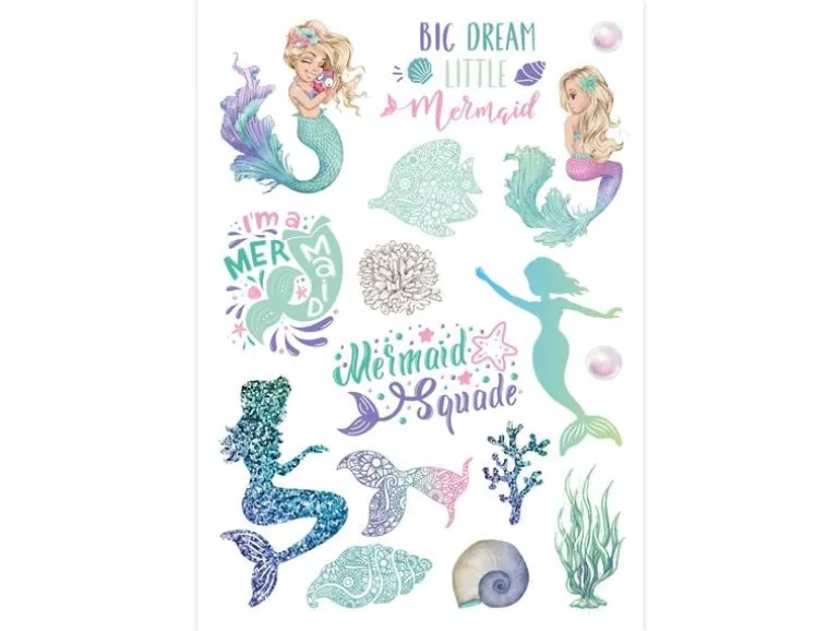 Papierdrachen Tattoo Set Metallic – Meerjungfrauen