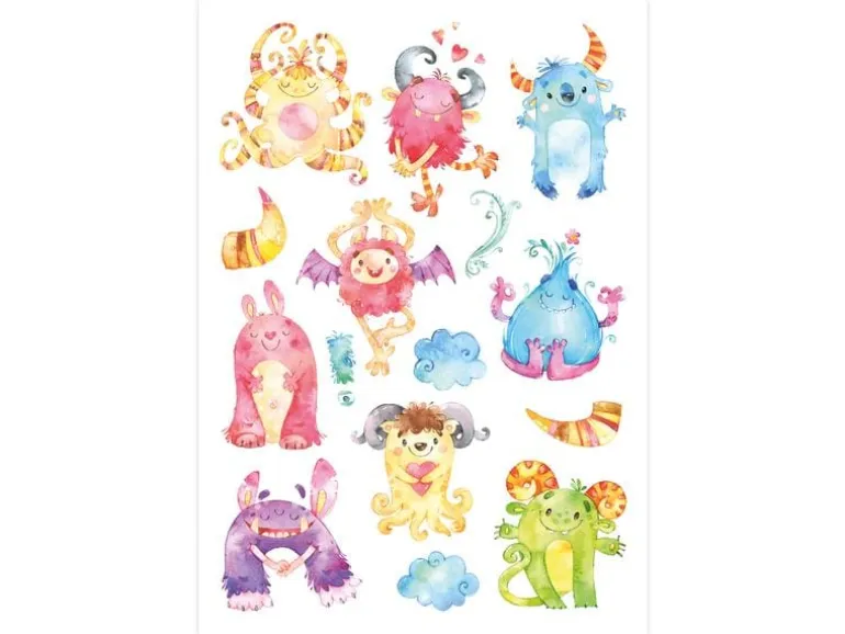Papierdrachen Tattoo Set Roboter und Monster