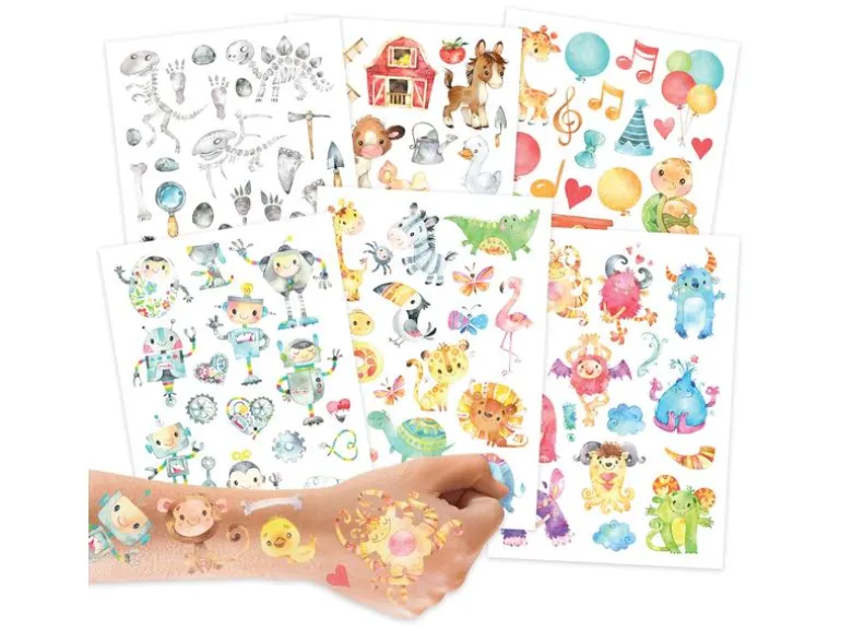 Papierdrachen Tattoo Set Roboter und Monster