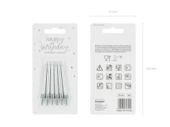 Partydeco PartyDeco Geburtstagskerzen Silber, 6er-Set 6 Stück