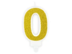 Partydeco PartyDeco Geburtstagskerze Ziffer 0 Gold 1 Stück