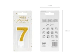 Partydeco PartyDeco Geburtstagskerze Ziffer 7 Gold 1 Stück