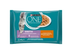 Purina ONE Nassfutter SENSITIVE in Sauce Huhn/Karotten, 4 x 85g