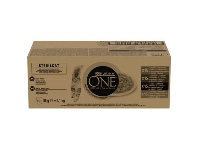 Purina ONE PURINA ONE STERILCAT Truthahn, Lachs, Rind & Huhn, 60 x 85g