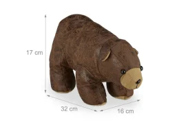 relaxdays Türstopper Bär Braun Stoff Kunstleder 17 x 16 x 32 cm