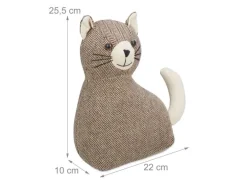 relaxdays Türstopper Katze Stoff Polyester Sand Braun Beige