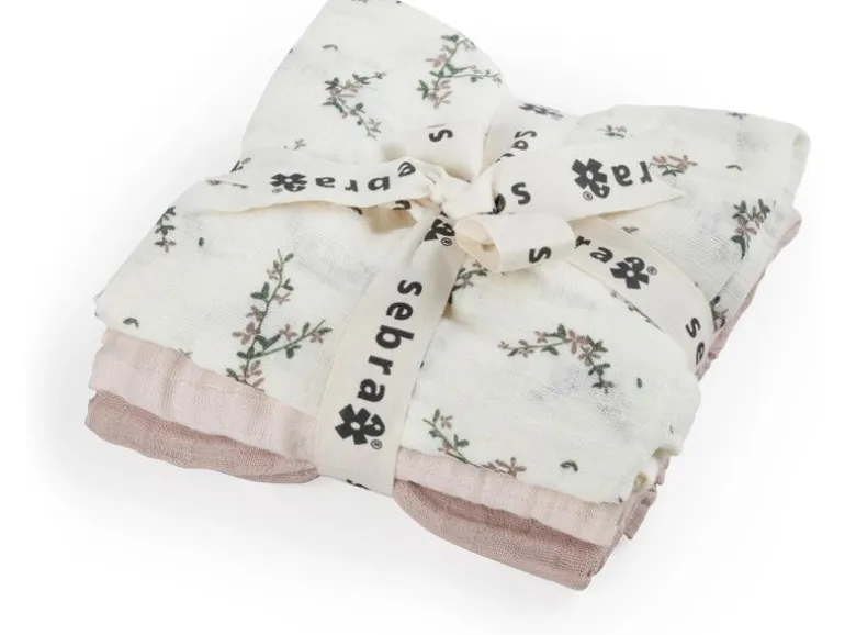 sebra Mulltuch Nuscheli 3-er Set Power Blossom, 75 cm x 75 cm