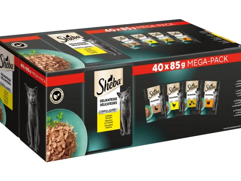 Sheba Nassfutter Delikatesse in Gelée Geflügel Variation 40 x 85 g
