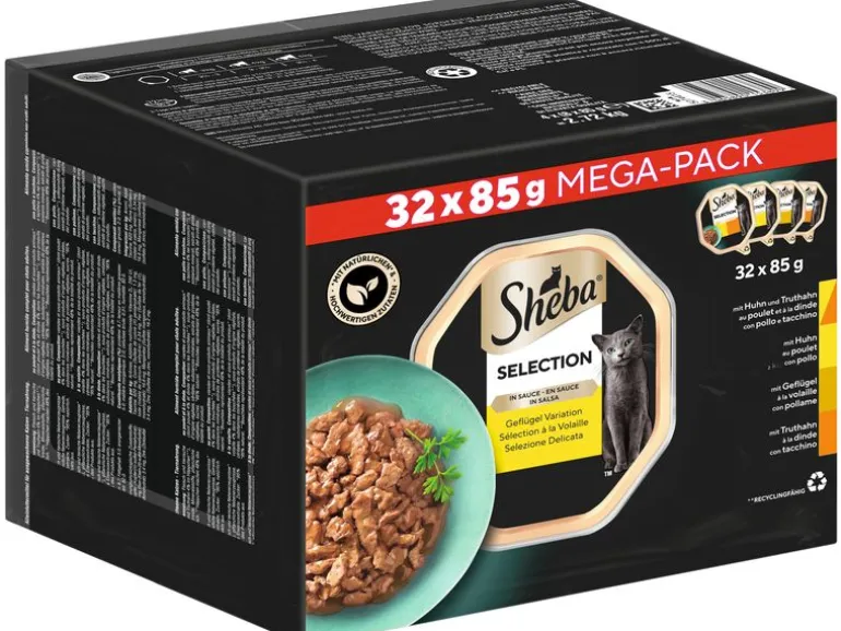 Sheba Nassfutter Selection in Sauce, Geflügel Variation, 32 x 85 g