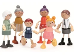 Spielba Holzspielwaren Biegepüppchen Familie aus Holz mit Kleidern