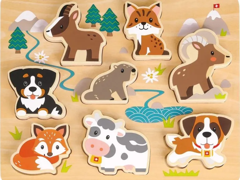 Spielba Holzspielwaren Holzpuzzle Puzzle 3D Schweizer Tiere