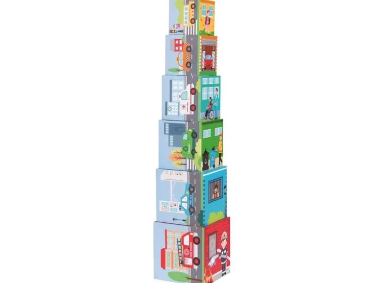 Spielba Holzspielwaren Stapelturm mit 6 Autos