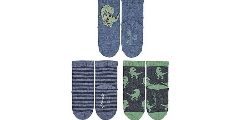 Sterntaler Socken 3er Set Ringel/Dinos Blau/Grün/Grau Gr. 27-30