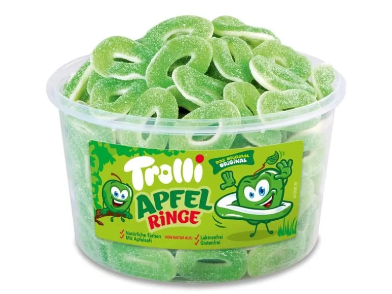 Trolli Gummibonbons Saure Apfelringe Dose 1.2 kg