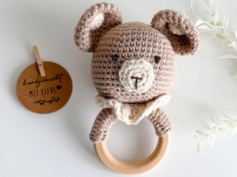 Welcomebabybox Geschenkset Lino – Decke & Rasselbär