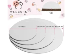 Wenburg Premium Tortenunterlagen 4er-Set – Gold & Siber