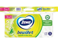 Zewa Toilettenpapier Bewährt Kamille mit Strohzellstoff 8 Rollen