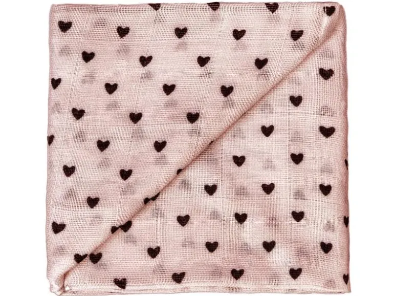 ZEWI bébé-jou Mulltuch Herzen Altrosa 60 cm x 60 cm