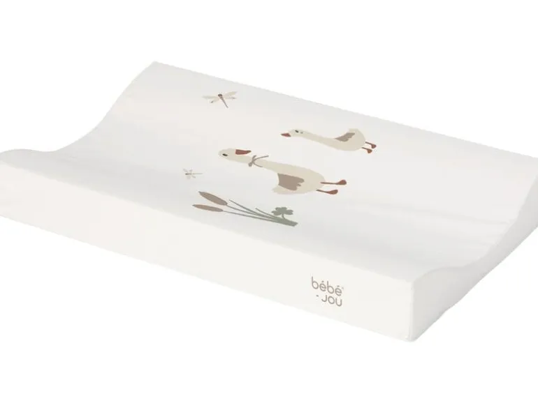 ZEWI bébé-jou Wickelkissen plastifiziert 72 x 44 cm Dear Goose, Weiss